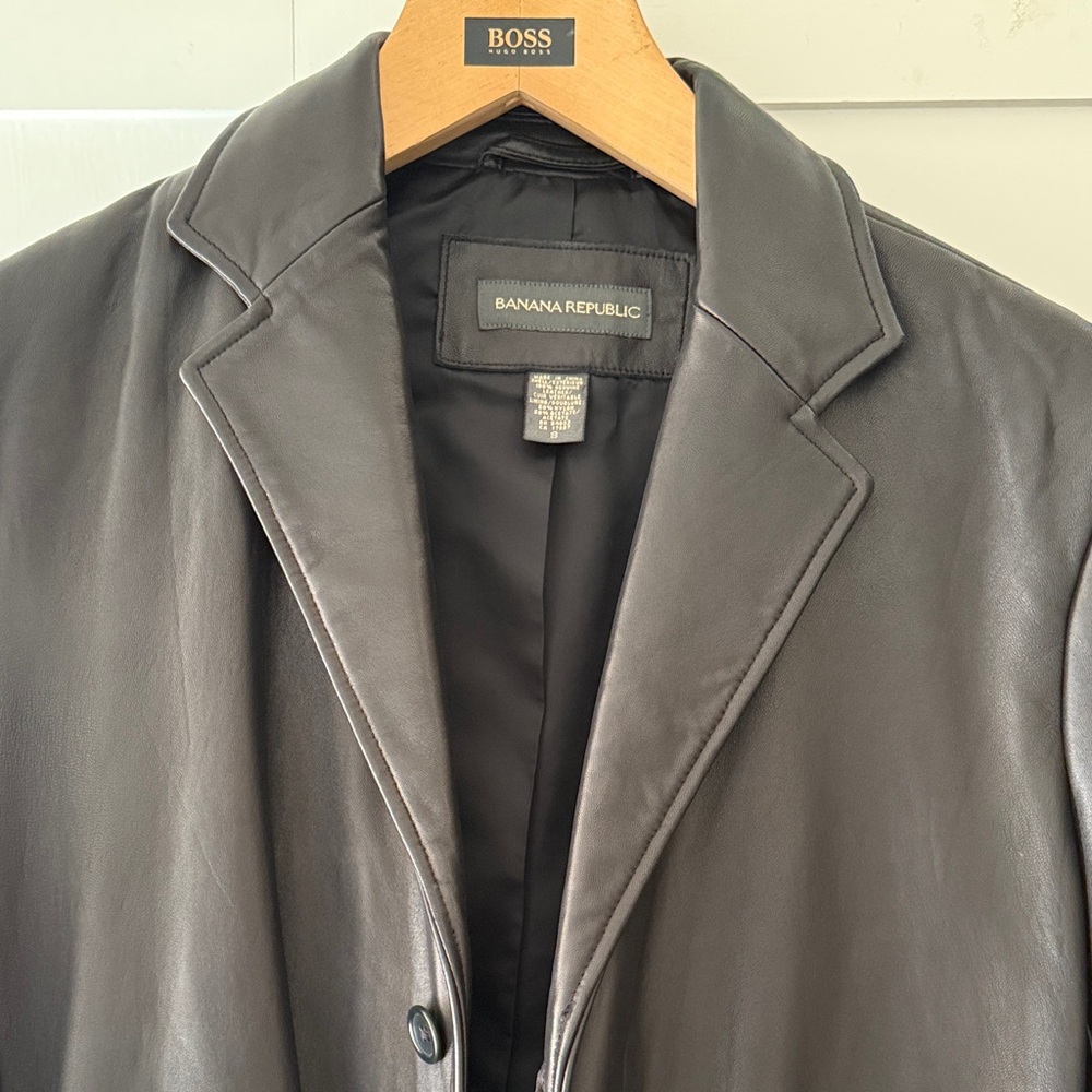 Banana Republic Dark Gray Leather Trench Coat
